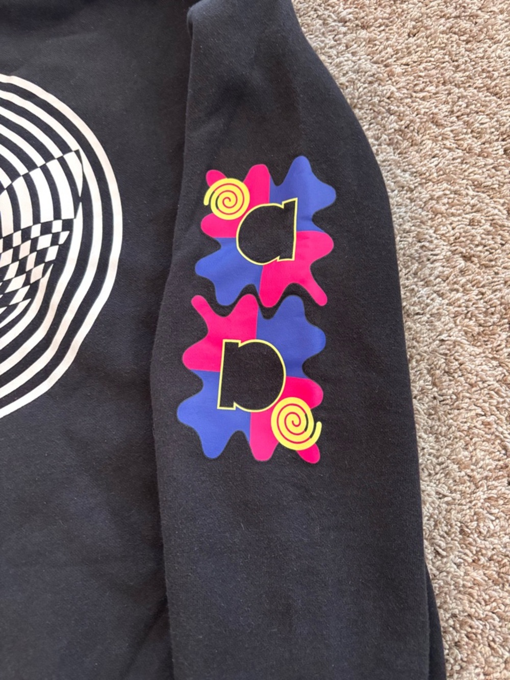 Adidas Originals Graphic Hoodie – Black | Trippy Retro Streetwear | Size S - Picture 7 of 9